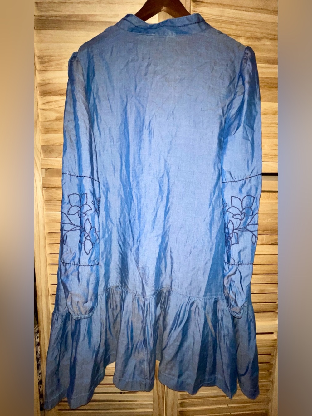 NWT Crown & Ivy Chambray Embroidered Boho Dress | Tassel Tie | Size XL Western - Picture 6 of 11